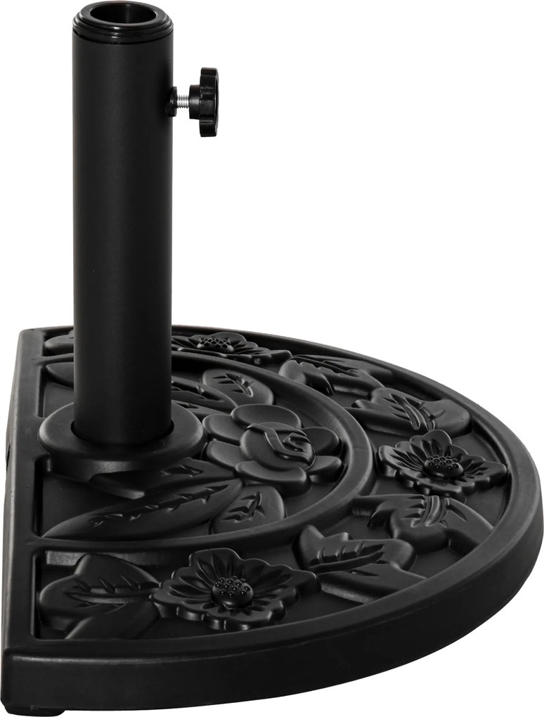 Outsunny stojak na parasol półokrągły 9kg wzór kwiatowy HDPE cement stabilny i dekoracyjny | Aosom PL