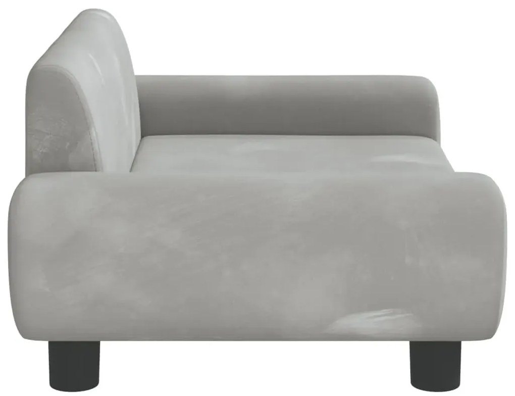 Dziecięca aksamitna sofa dziecięca jasnoszara - Zova