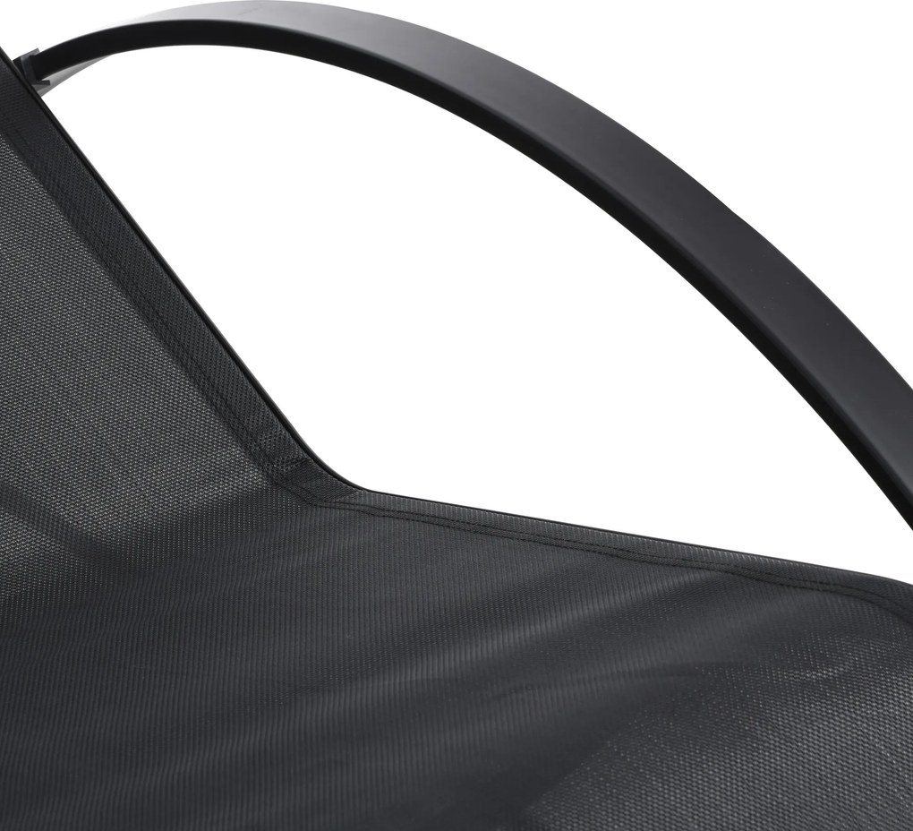 Outsunny Zestaw leżaków ogrodowych z stolikiem 2 sztuki Oddychająca tkanina Stabilna konstrukcja Czarny | Aosom PL