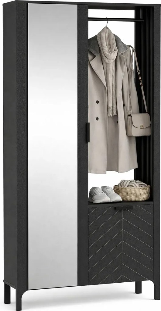Czarna nowoczesna garderoba z lustem A1-A11