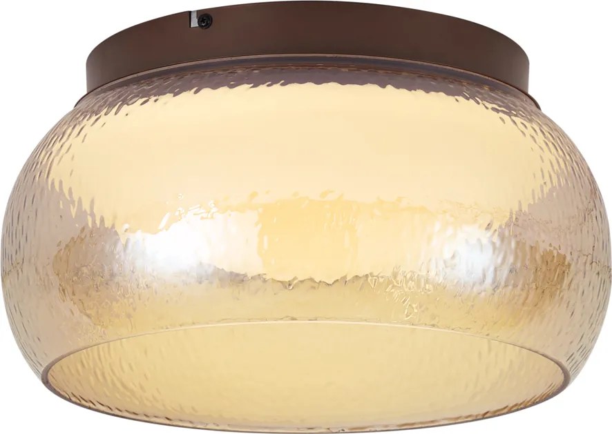 Lampa sufitowa Art Deco brązowa z bursztynowym szkłem z LED ściemnialna 3-stopniowo - Thimble