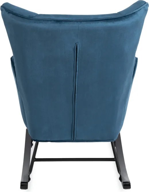 Fotel Bujany na Biegunach Uszak Wypoczynkowy JACKSON Granatowy Welurowy do Salonu Nowoczesny