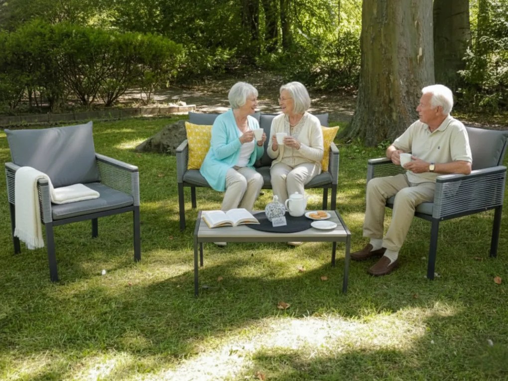 Aluminiowy zestaw mebli ogrodowych CORTO okrągły technorattan