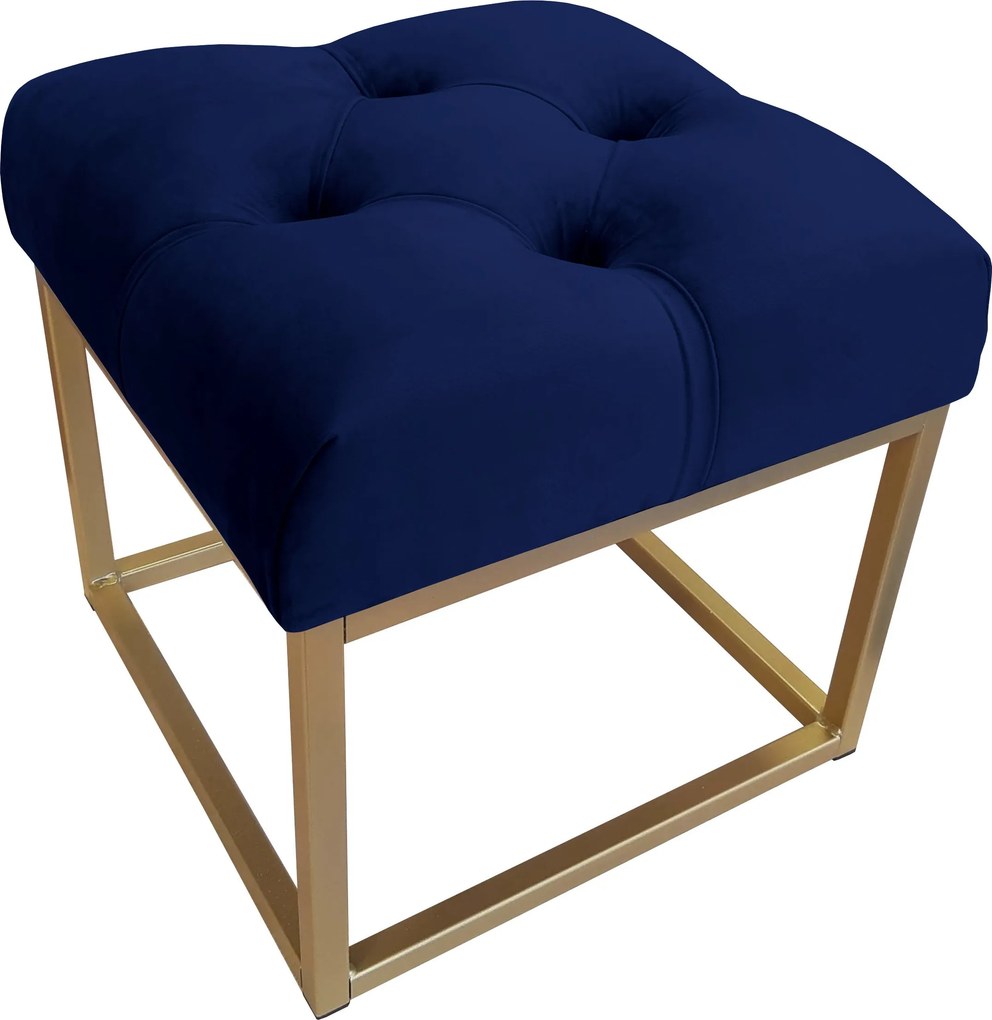 Pufa CHESTERFIELD tkanina Welur loft ławka podnóżek metal : Kolor Stelaża - Złoty, Kolor tkaniny - VELVET - MG16, Typ tkaniny - Velvet
