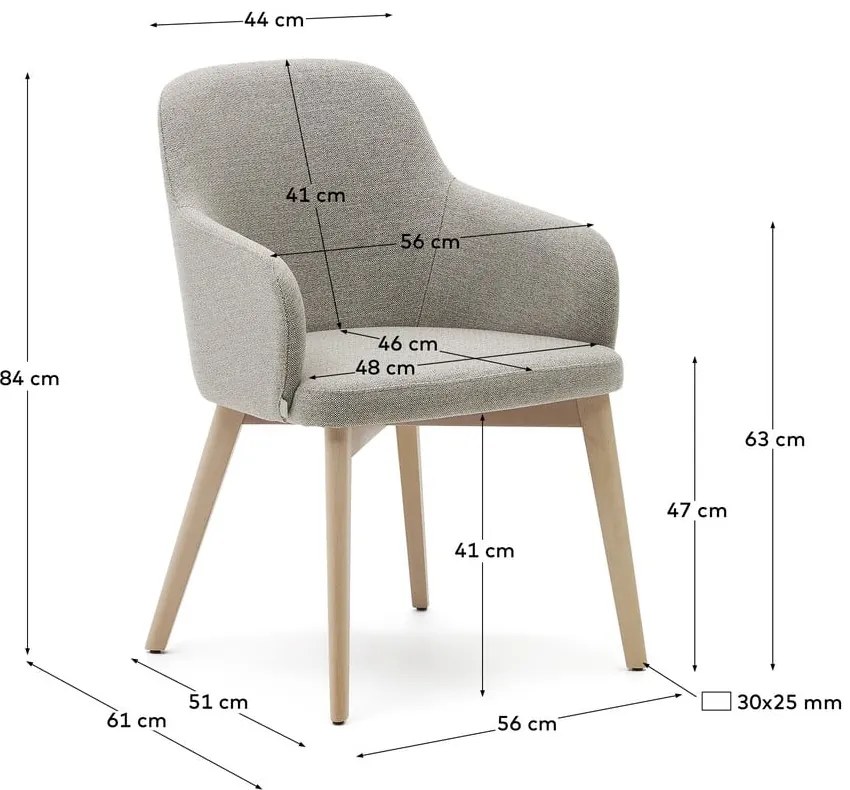 Beżowy tapicerowany fotel jadalniany z podłokietnikami Nelida – Kave Home