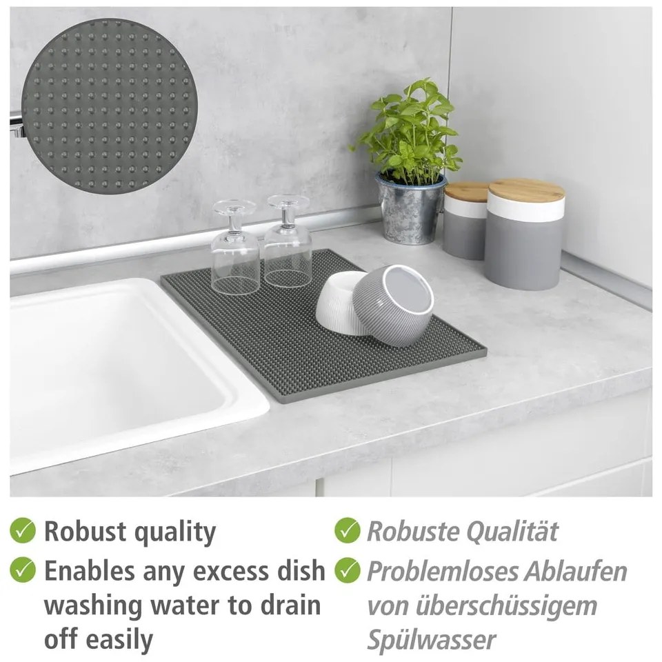 Szara gumowa podkładka do naczyń 40x30 cm Maxi – Wenko