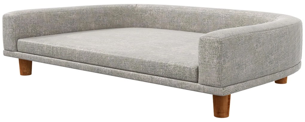 PawHut Sofa dla Dużych Psów do 30 kg, z Wyściełaną Poduszką, Nogami z Drewna Sosnowego, 98 x 67 x 25 cm, Szara