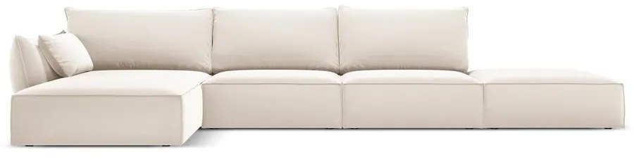Beżowy aksamitny narożnik (lewostronny/z szezlongiem) Vanda – Mazzini Sofas