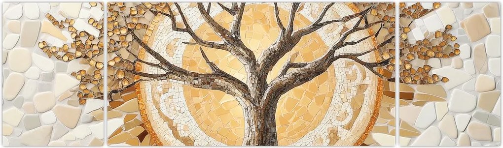 Obraz – Złote drzewo życia w mozaice (170x50 cm)