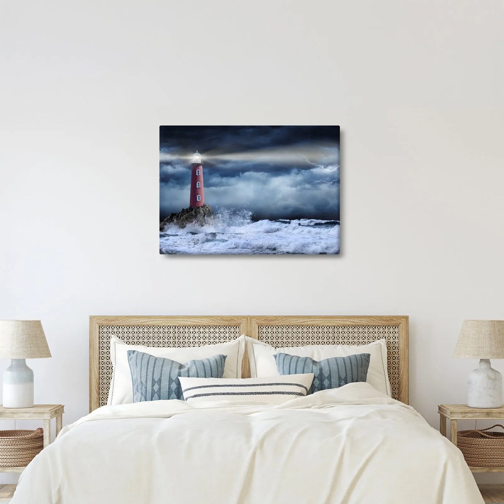 Obraz - Latarnia morska na klifie (70x50 cm)