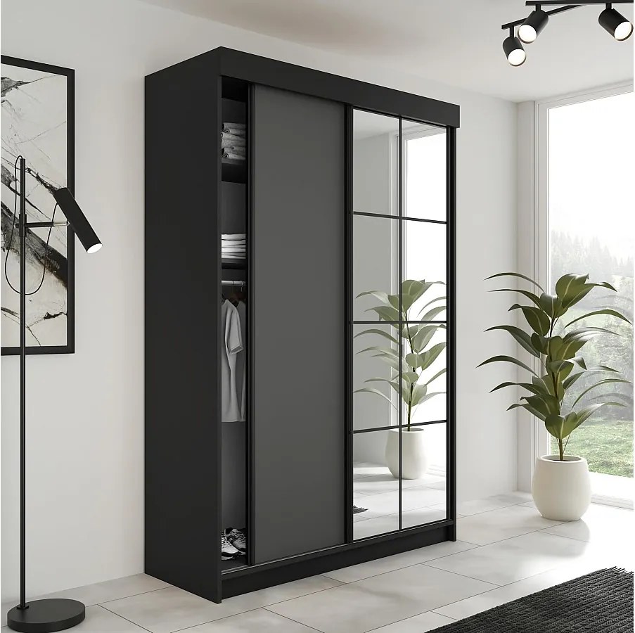 Szafa Przesuwna LAMARO 138 Czarny/Grafit