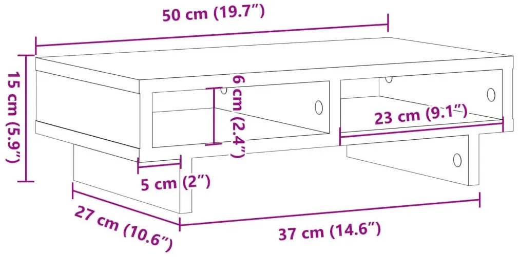 Minimalistyczna nadstawka na monitor szary dąb T4-G42