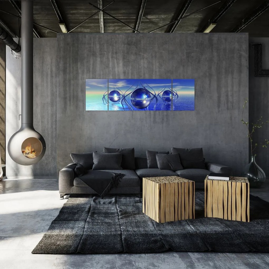 Obraz abstrakcji - woda (170x50 cm)