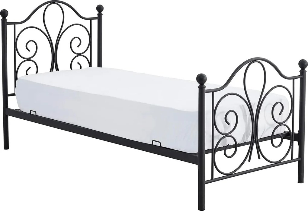 Czarne rustykalne łóżko 90x200 cm T0-F95