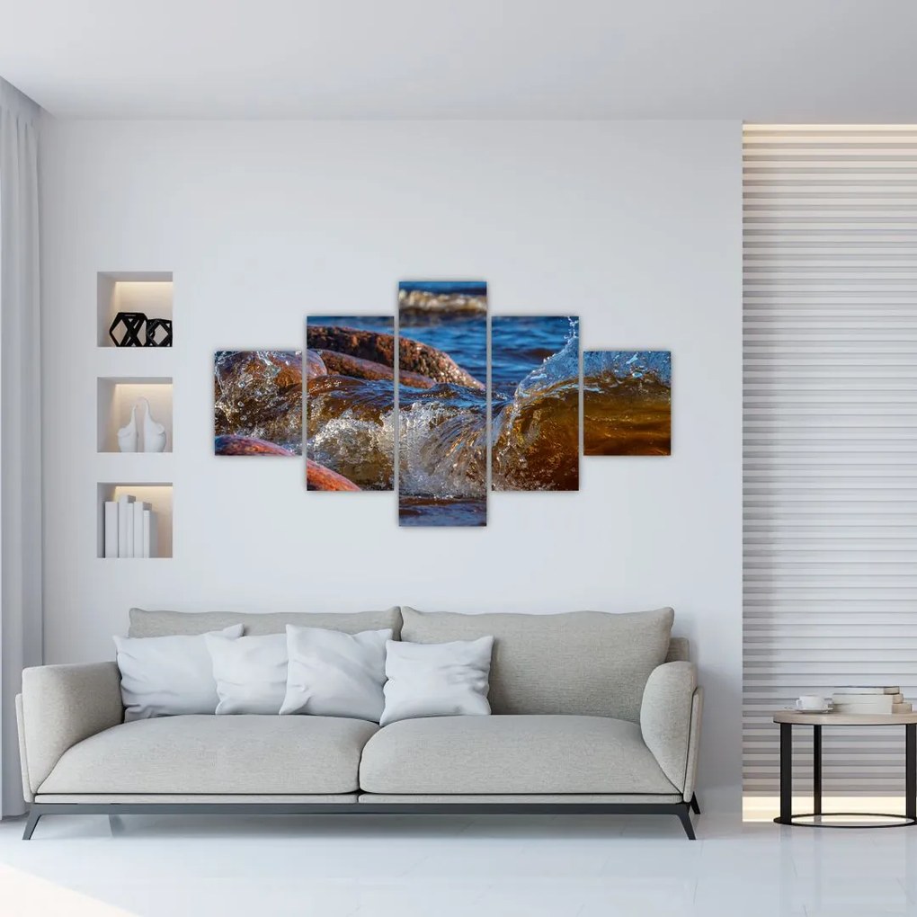 Szczegółowy obraz - woda między kamieniami (125x70 cm)