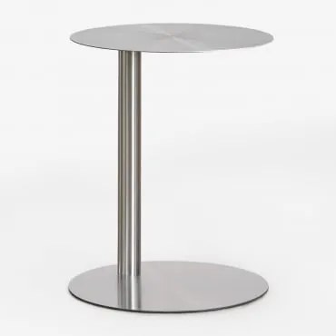 Stolik Pomocniczy Ogrodowy Okrągły Ø40 Cm Ze Stali Nierdzewnej Yannik Clear Brush - Sklum