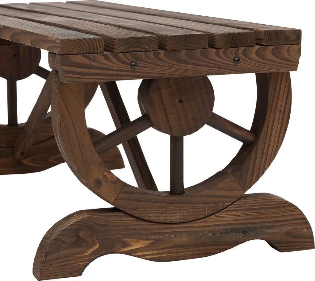 Outsunny Ławka ogrodowa ławeczka mebel ogrodowy ławka rustykalna lite drewno kolor brązowy 105x50x53cm | Aosom PL