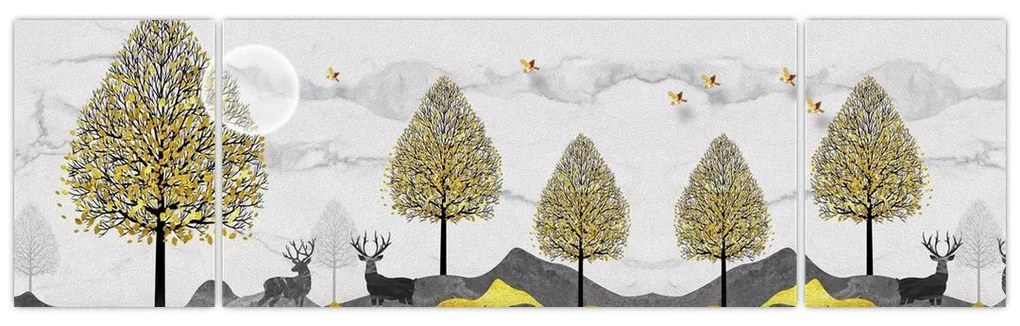 Obraz malowanych jeleni (170x50 cm)