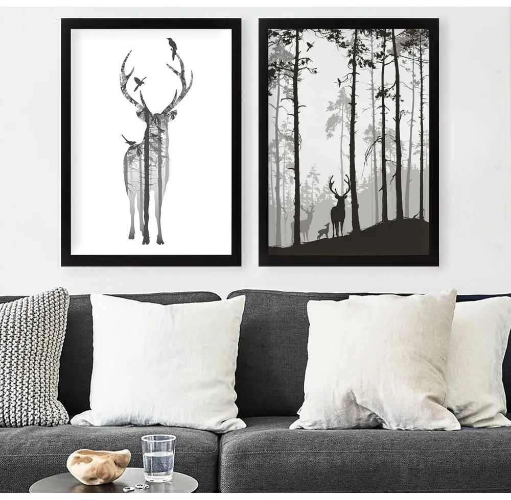 Obrazy zestaw 2 szt. 34x44 cm Deer – Wallity
