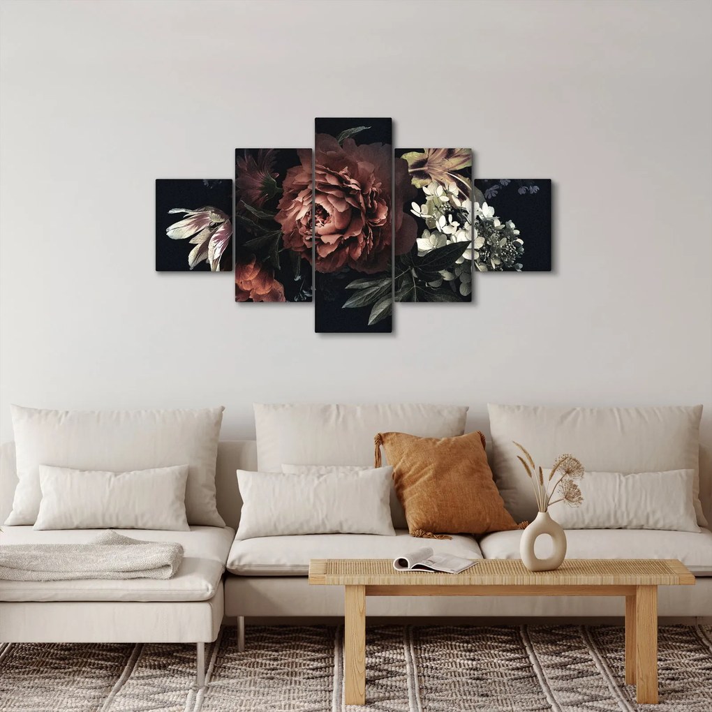 Obraz - Ciemne kwiaty (125x70 cm)