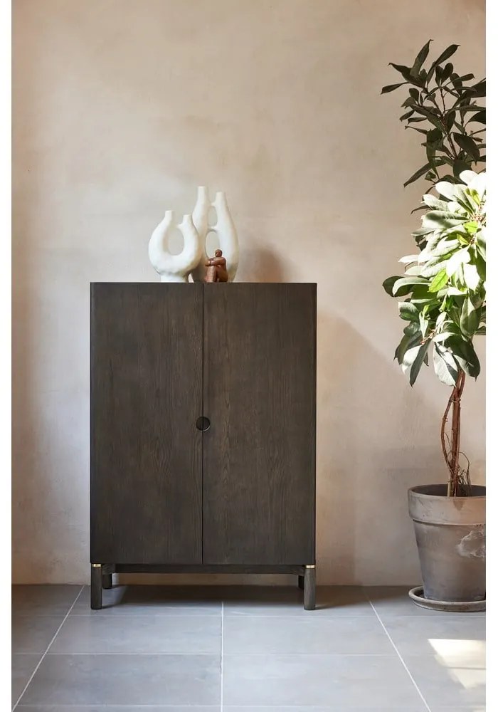Ciemnobrązowa szafka w dekorze dębu 90x130 cm Arun – Unique Furniture