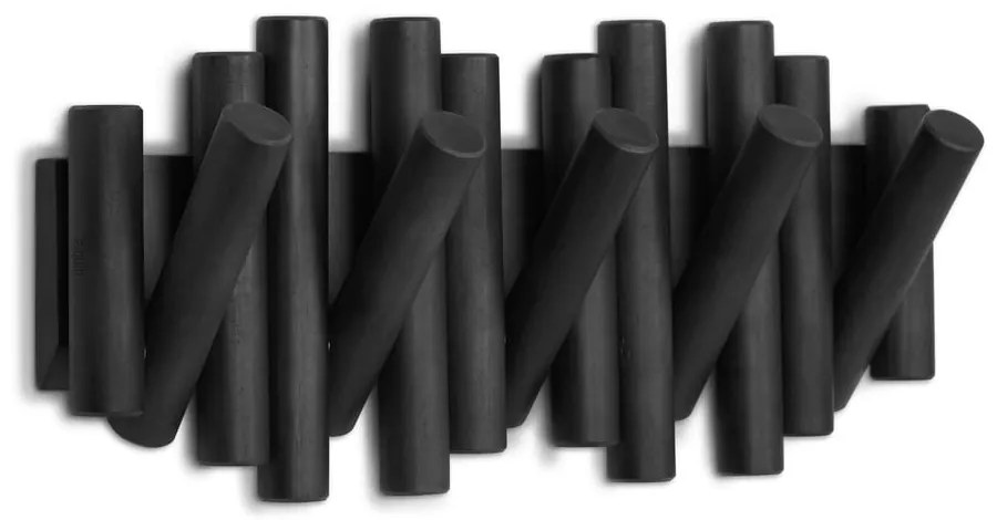 Czarny wieszak ścienny z drewna sosnowego Picket – Umbra