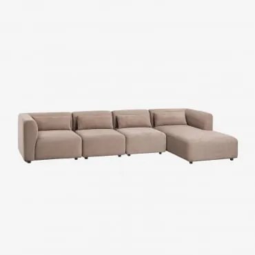 Sofa Modułowy Z Prawym Szezlongiem, 4-częściowy Fogler Sztruks Brąz Karmelowy - Sklum