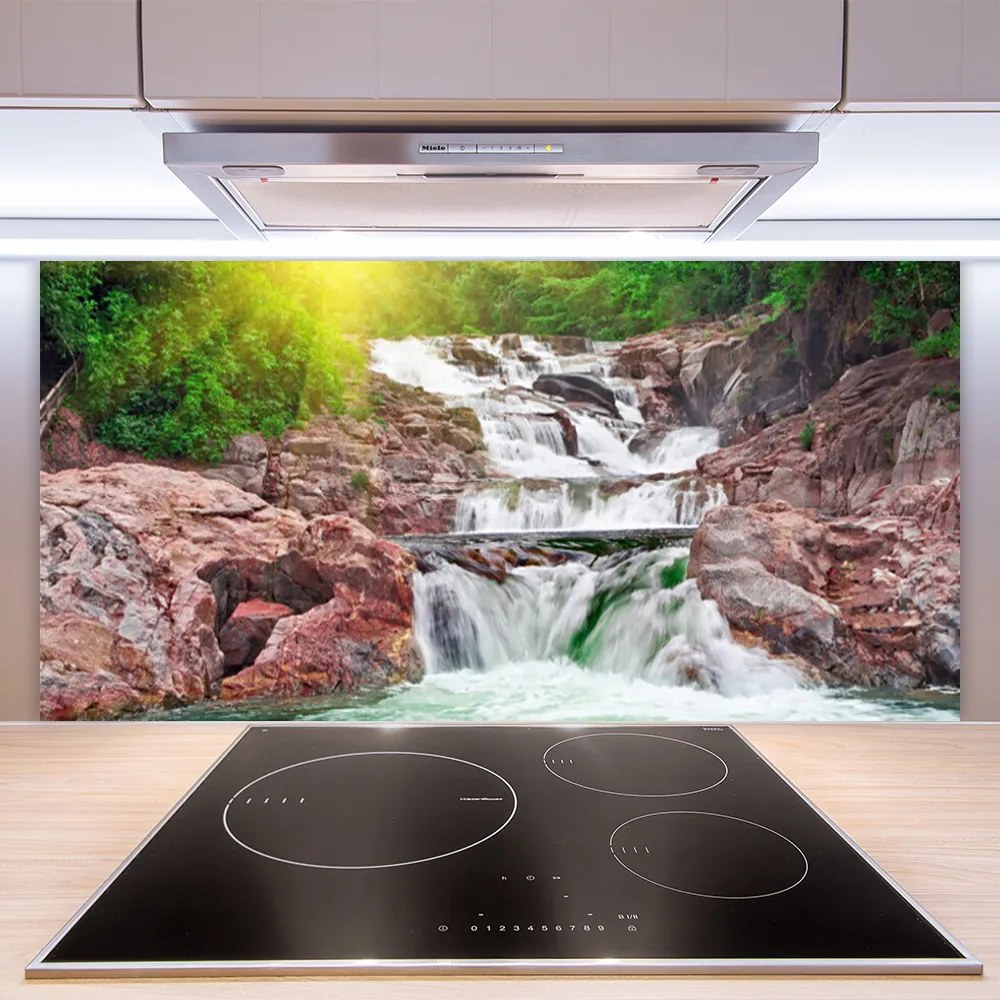 Szkło do Kuchni na Ścianę Potęga Naturalnego Wodospadu