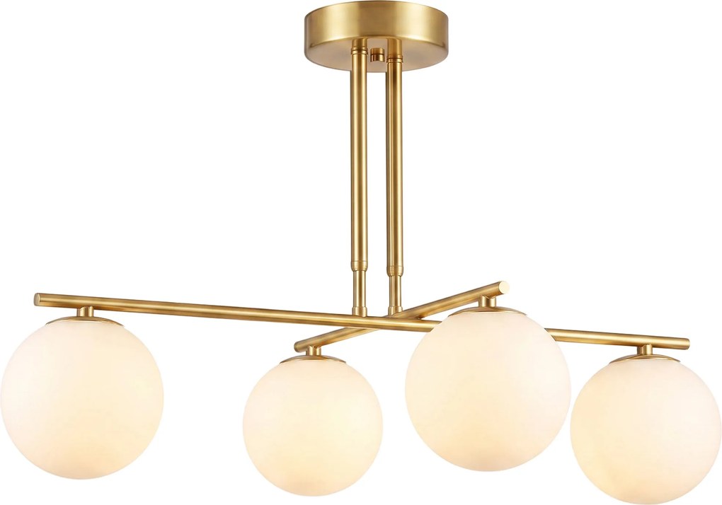 HOMCOM Nowoczesna lampa wisząca z 4 kulistymi kloszami, regulowana wysokość i obrót 350°, Biały | Aosom PL