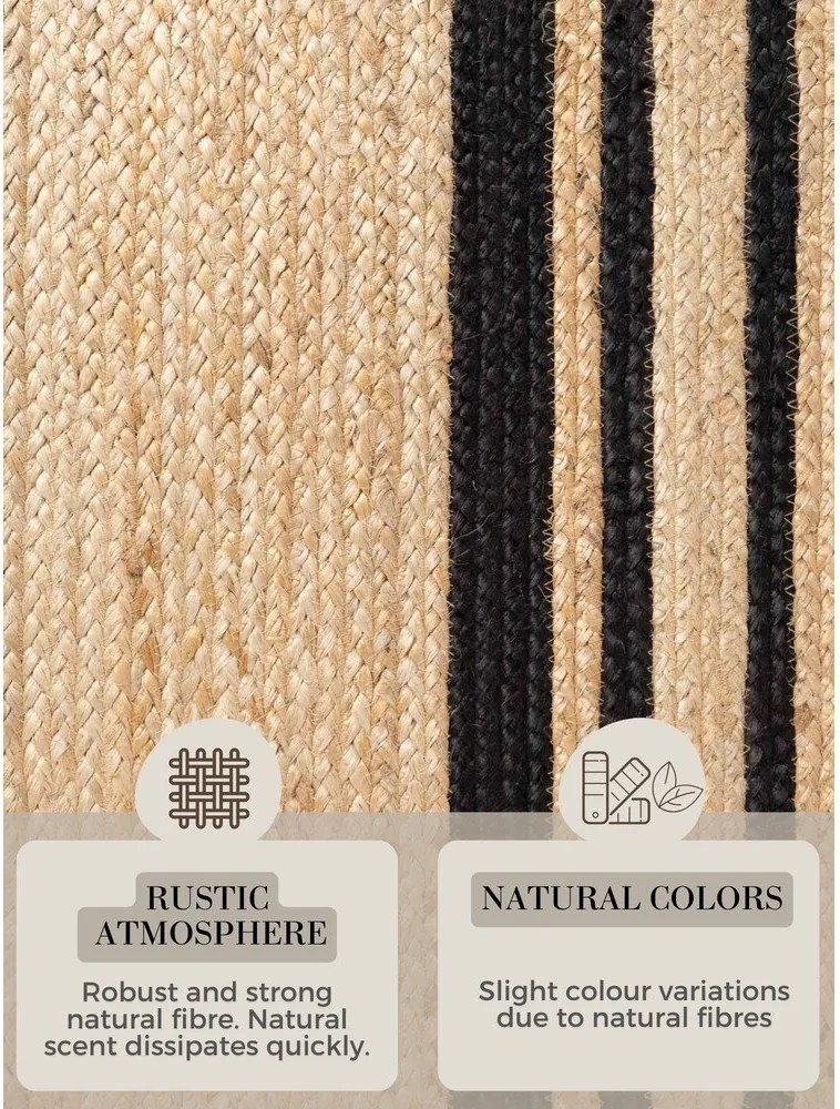 Czarny/w naturalnym kolorze dywan z juty dwustronny/tkany ręcznie 80x150 cm Looma – Hanse Home