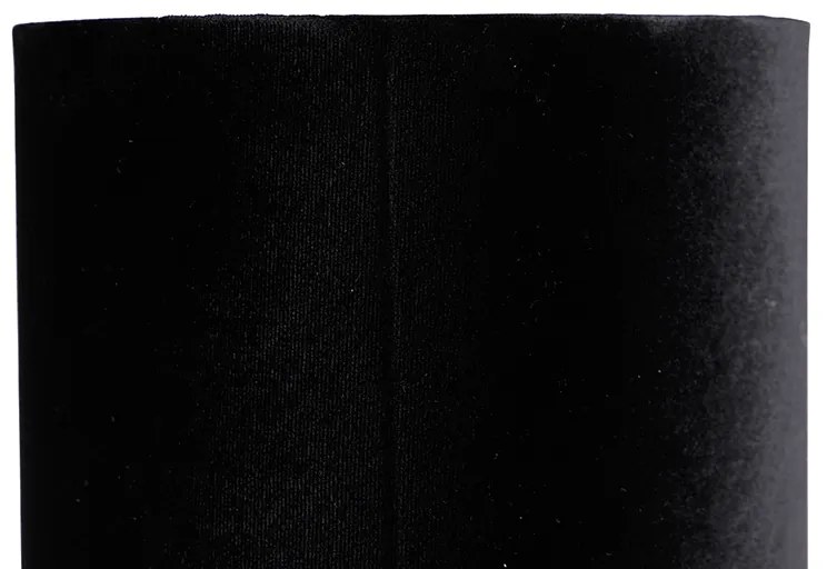 Nowoczesna lampa stołowa czarna z czarnym aksamitnym kloszem - Rich