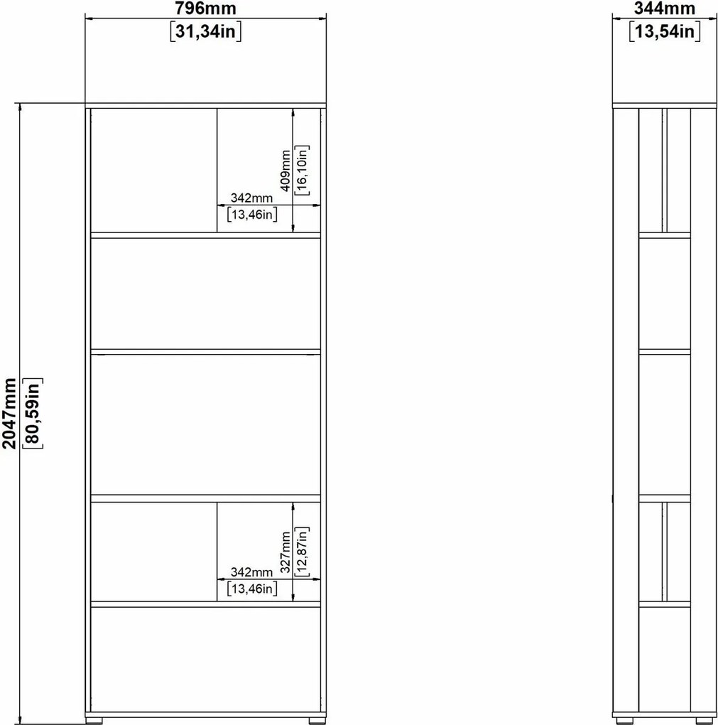 Regał biurowy otwarty 4 półki Sign 80 jackson hickory/biały mat