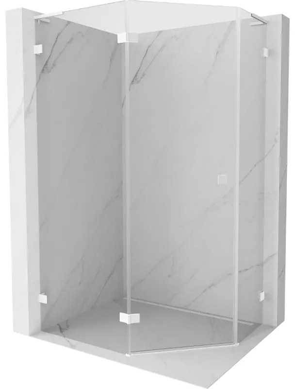 Mexen Lunar L kabina prysznicowa pięciokątna uchylna lewa 100 x 80 cm, transparent, biała - 831L-100L-080P-20-00-L