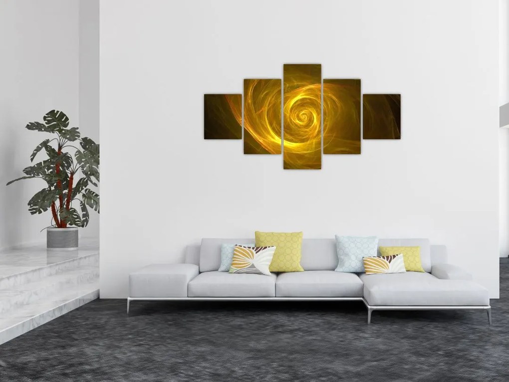 Obraz abstrakcyjnej żółtej spirali (125x70 cm)
