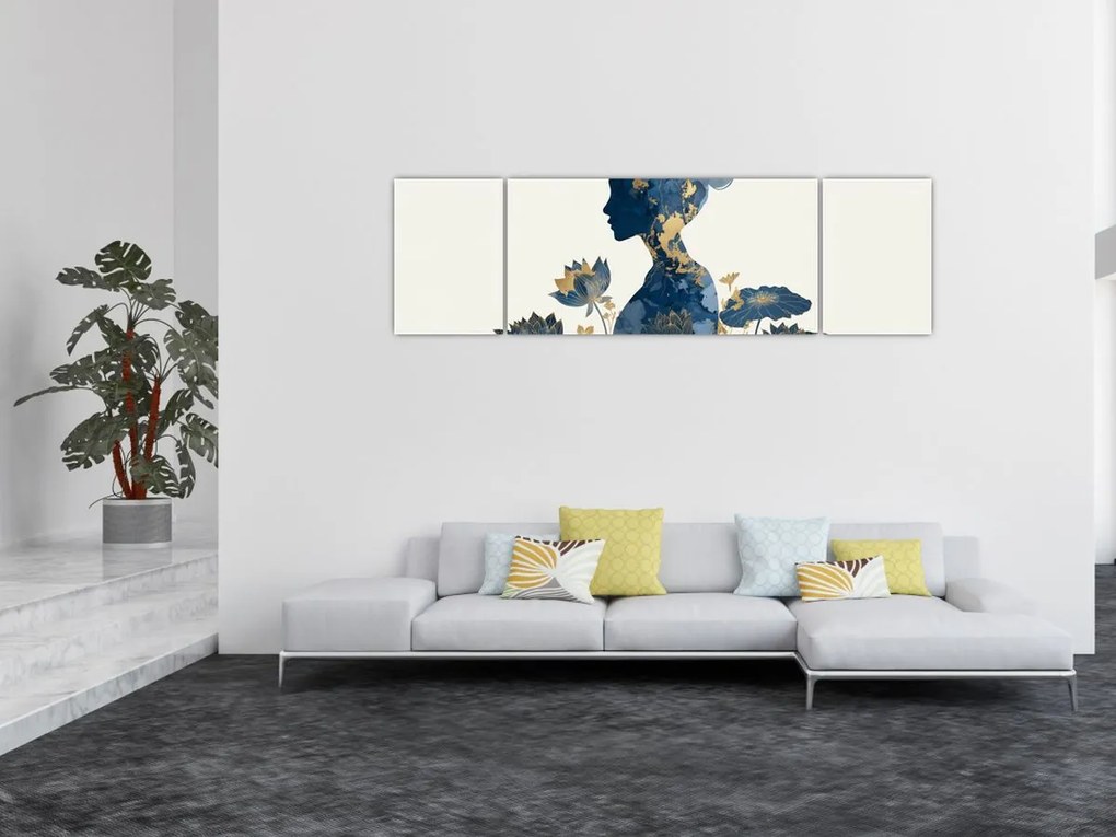 Obraz - Marmurowy profil kobiety (170x50 cm)
