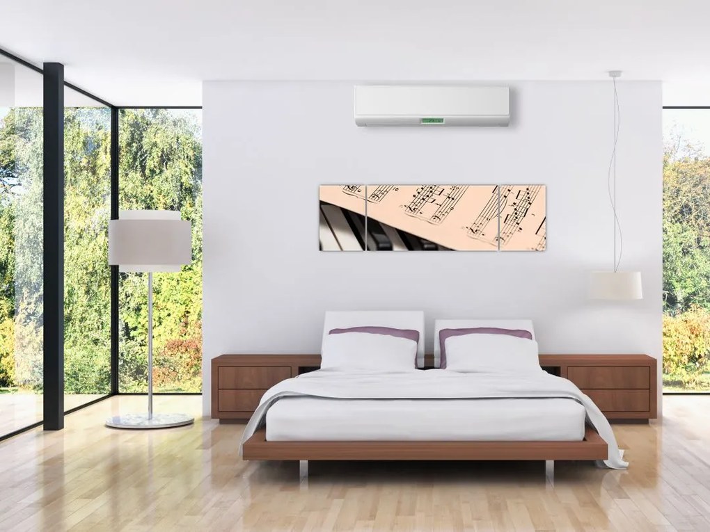 Obraz fortepianu z nutami (170x50 cm)