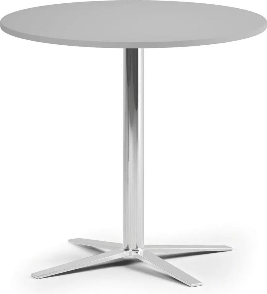 Stolik kawowy AURA, średnica 60 cm, chrom podstawa, szary