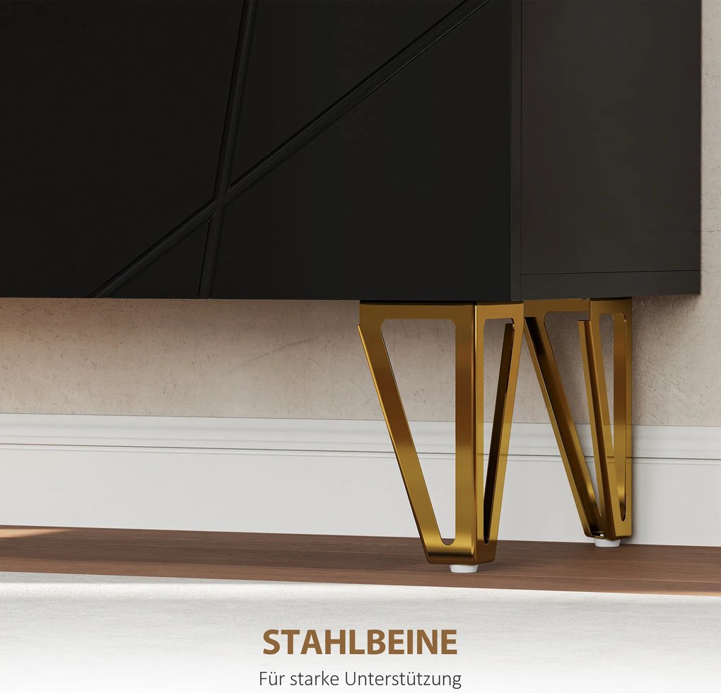 HOMCOM Szafka na buty z 2 drzwiami, regał na buty, przechowywanie butów z 3 regulowanymi półkami 72 x 31,5 x 95 cm, Czarny