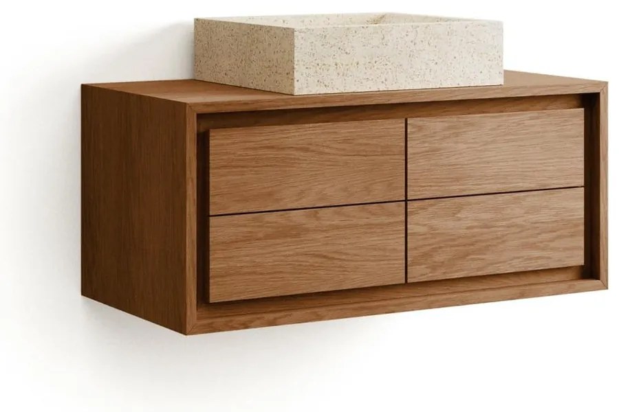 Brązowa wisząca szafka pod umywalkę z litego drewna tekowego 90x40 cm Kenta – Kave Home