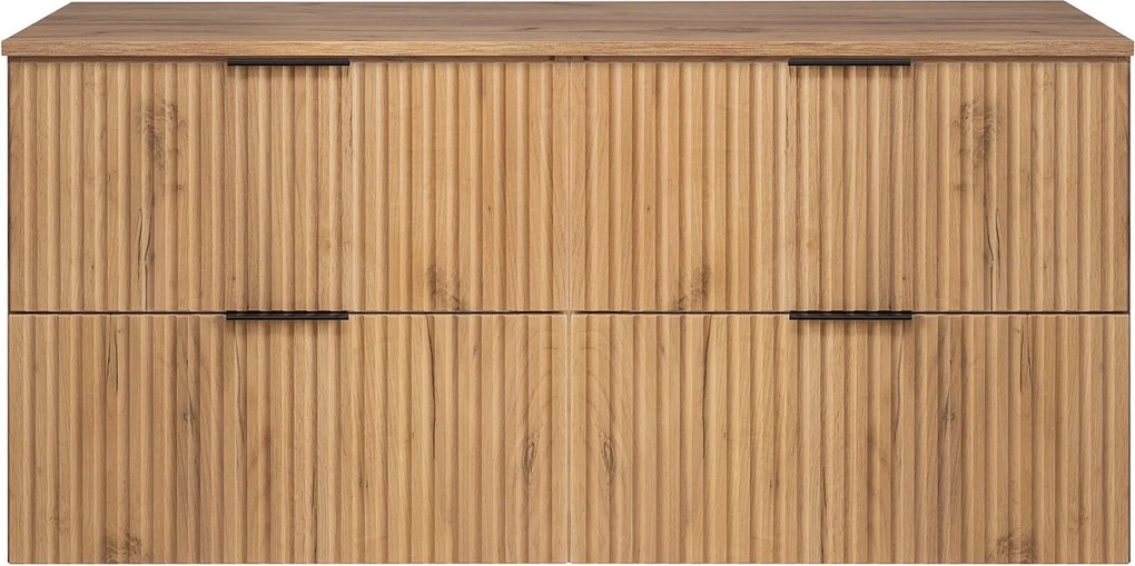 Szafka pod umywalkę, Dąb Craft + czarny uchwyt, 120 ( 2 x 60) x 57 x 46 cm + Blat