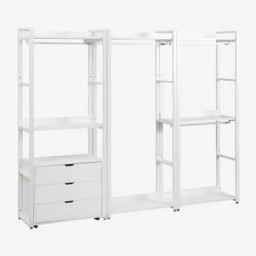 Modułowa Otwarta Szafa 3-częściowa Z Szufladami Ze Stali I Mdf Ariaster Biała - Sklum