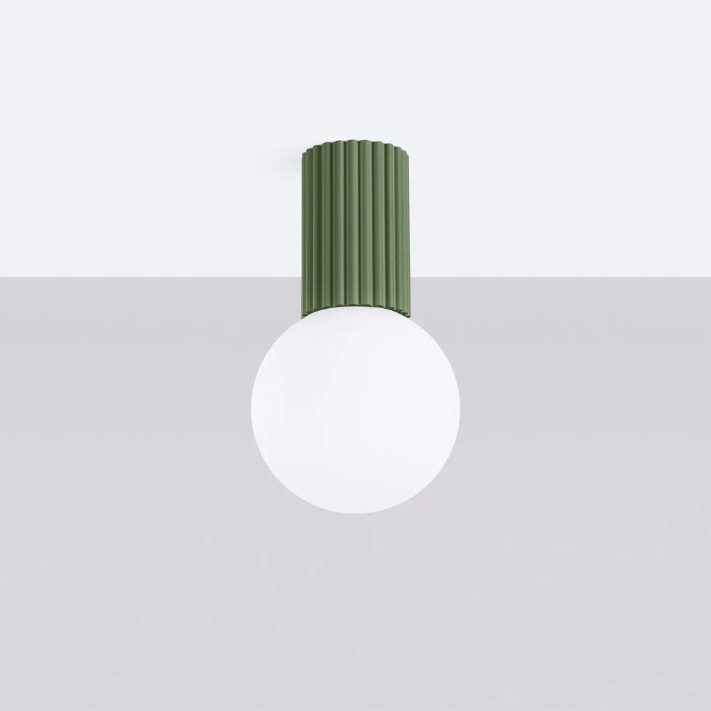 Plafon HALO zielony oliwkowy IP44 ryflowany SOLLUX  LIGHTING