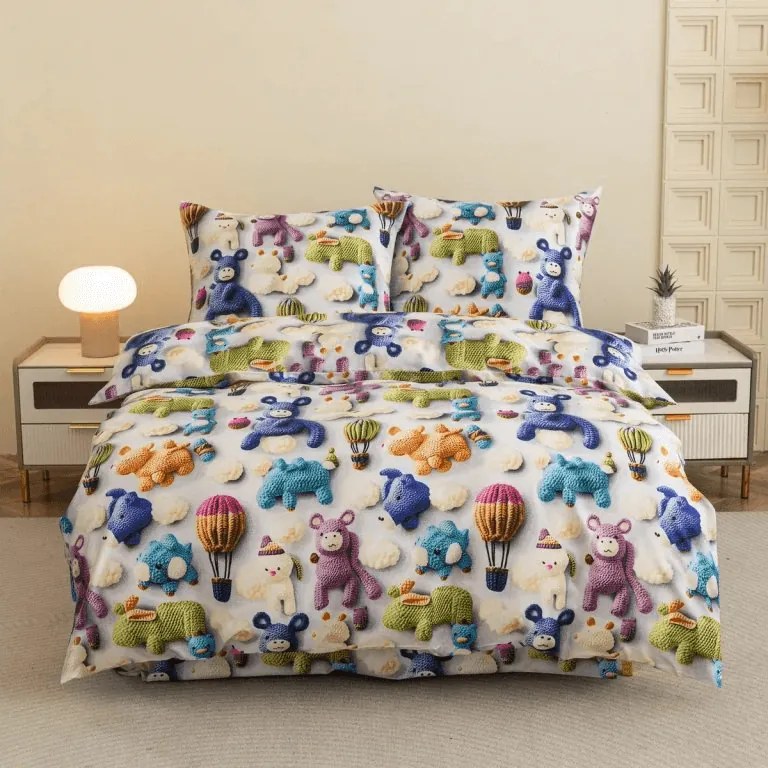 PrzytulneMieszkanie.pl PrzytulneMieszkanie.pl Dziecięca pościel z mikrofibry WOOLIMALS kolorowa Rozmiar pościeli: 70 x 80 cm | 140 x 200 cm