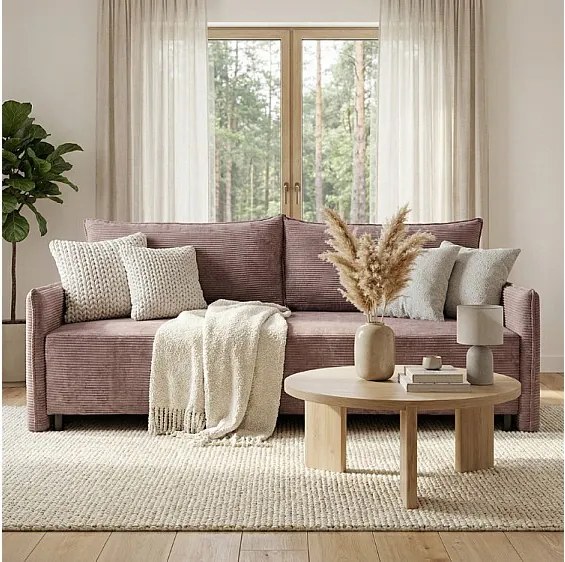 CORDO – sofa 3-osobowa z funkcją spania 197x140 cm, tkanina  Poso 27 fioletowa