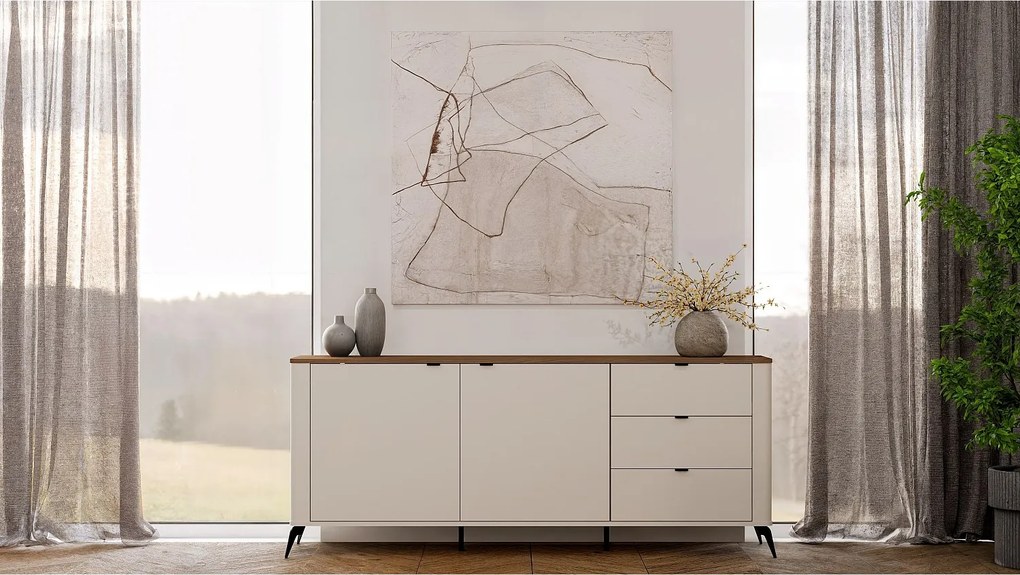 Komoda Cordoba 2D3S |  Kaszmir Dąb Castello | 183x43x75 cm | Cichy domyk, Szuflady