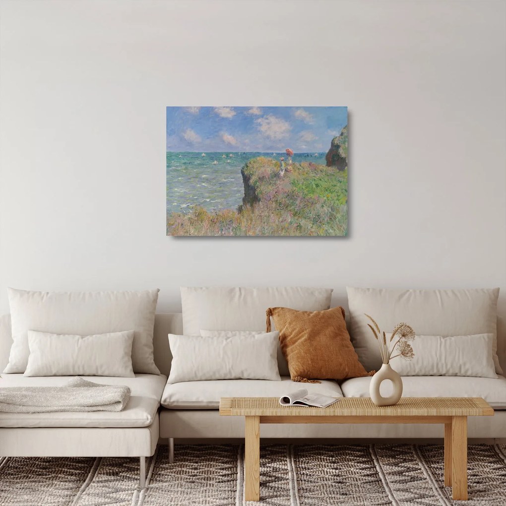 Obraz na szkle - Claude Monet, Cliff Walk at Pourville, reprodukcje (70x50 cm)