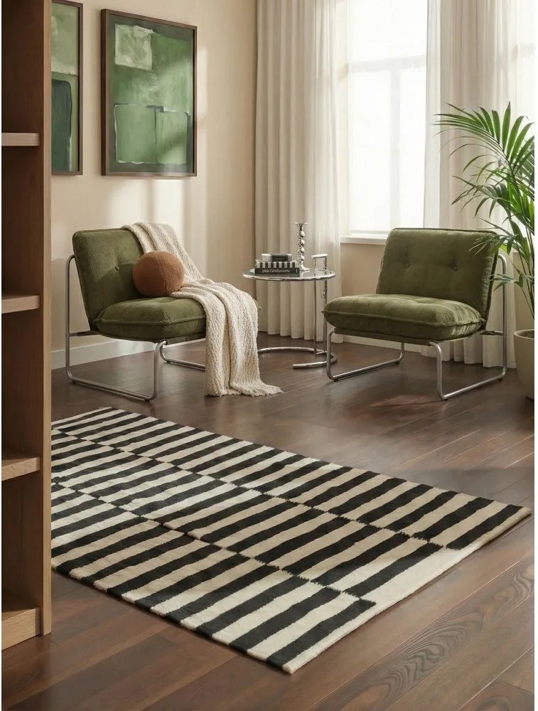 Czarno-biały wełniany dywan dwustronny tkany ręcznie 120x180 cm Donna – Hanse Home