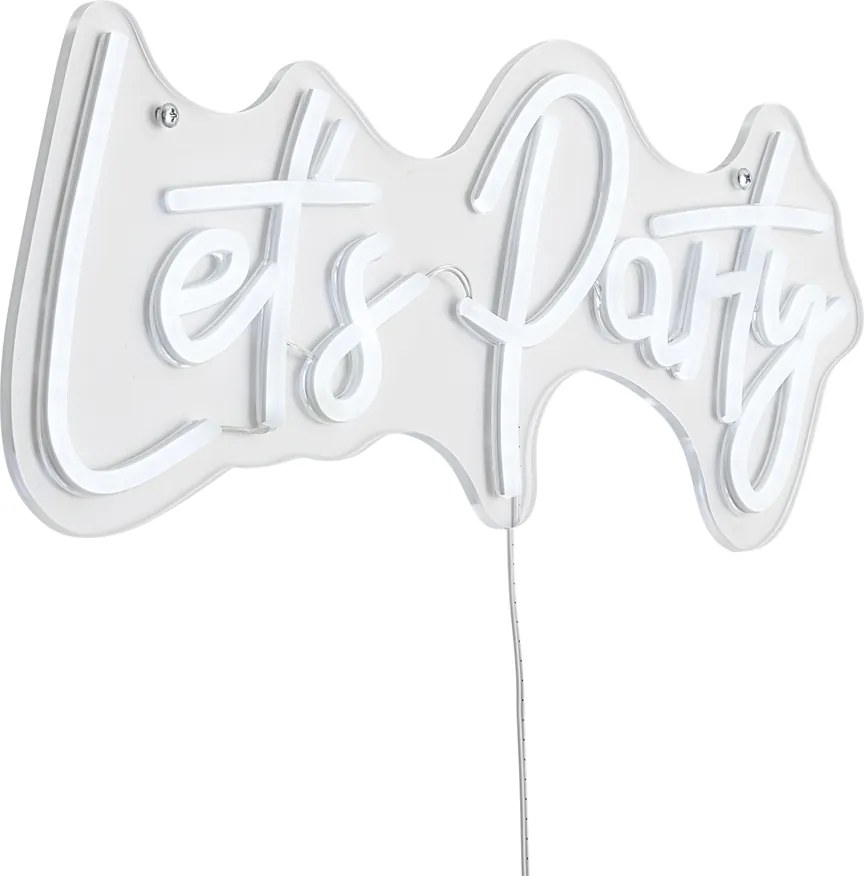 Neonowa lampa ścienna biała z LED - Let's Party