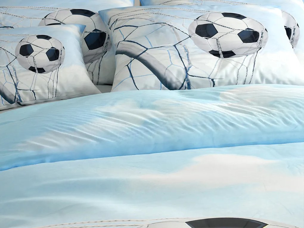 PrzytulneMieszkanie.pl PrzytulneMieszkanie.pl 3D Bawełniana pościel FOOTBALL ZONE, niebieski Rozmiar pościeli: 70 x 90 cm | 140 x 200 cm