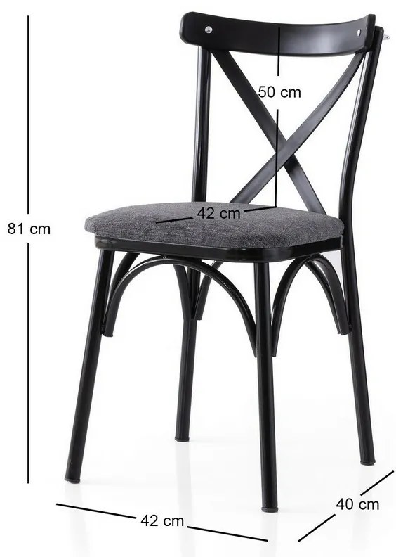 Zestaw krzeseł do jadalni Ekol Anthracite andBlack, 2 szt.